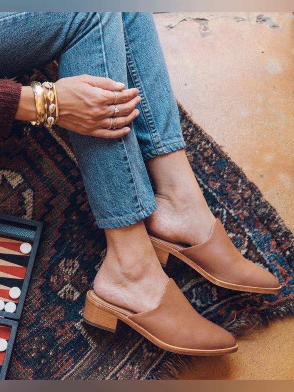 Soludos Leather Venetian Mule in Tan Size US 6.5